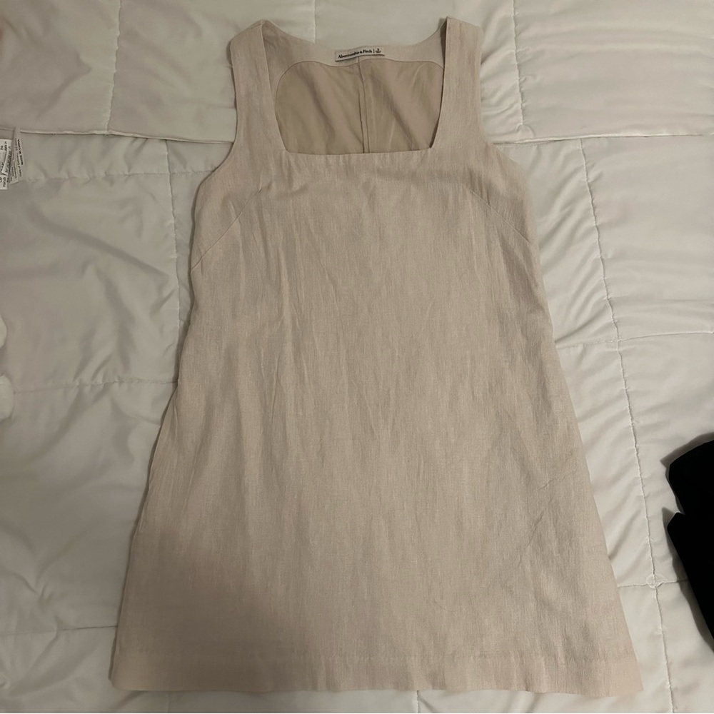 Abercrombie and Fitch Square Neck Linen Blend Mini Dress